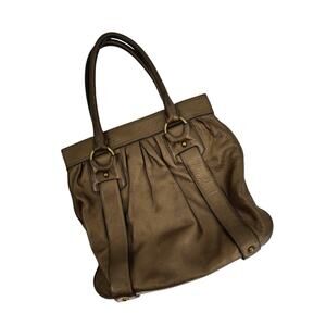 Banana Republic Metallic Bronze Leather Shoulder Bag Tote